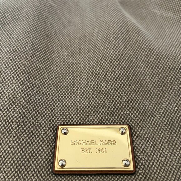 Michael Kors Canvas Leather Gold Hardware Nautical Inspired Handbag Satchel - Picture 3 of 14